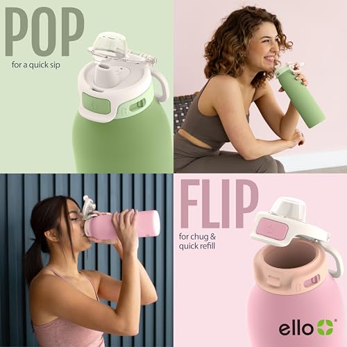 Insulated Stainless Steel Water Bottle with Quick Fill Lid & Dual Spout