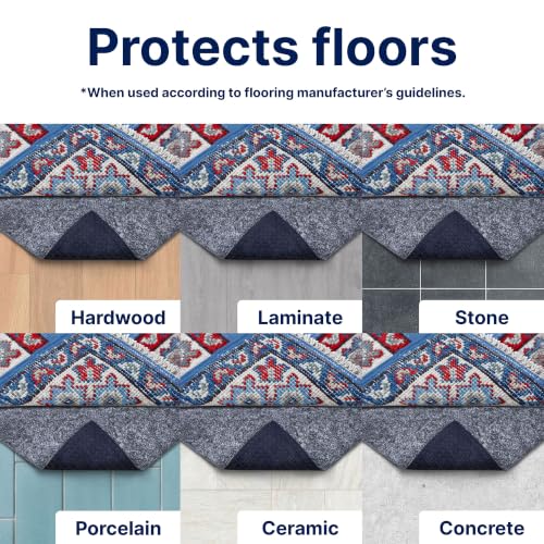 Non-Slip Felt and Rubber Rug Pad - 12x15 Low Profile Area Rug Mat