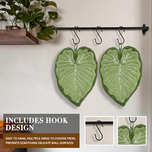 Leaf-Shaped Hanging Hand Towels - 2 Pack, Soft Coral Fleece Absorbent