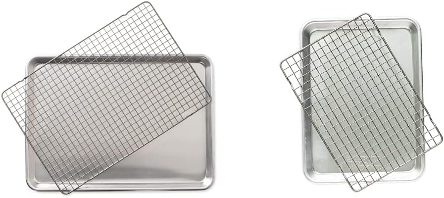 Nordic Ware Half Sheet & Quarter Sheet Set - Non-Stick Baking Trays with Grid Design