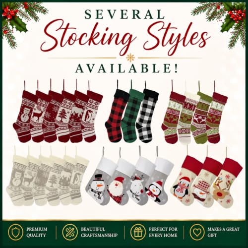 Personalized Farmhouse Knit Christmas Stocking Tree Decoration - Red & White, 19-Inch