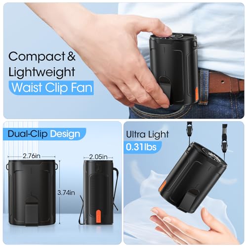 Portable Waist Fan Rechargeable 4-Speed Personal Wearable Belt Fan