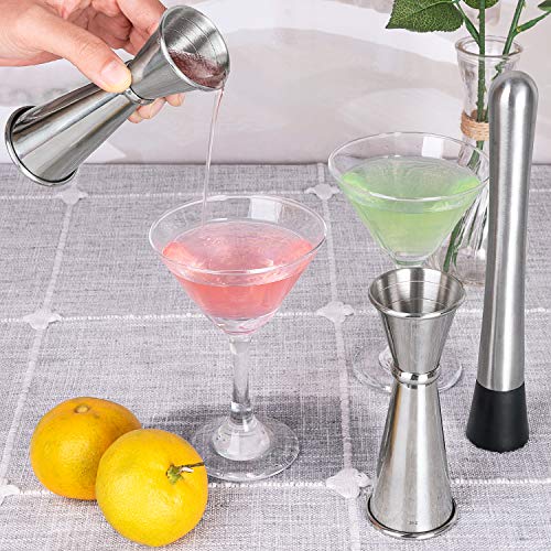 Stainless Steel Double Jigger Set for Cocktails - 1oz & 2oz Bartending Tools