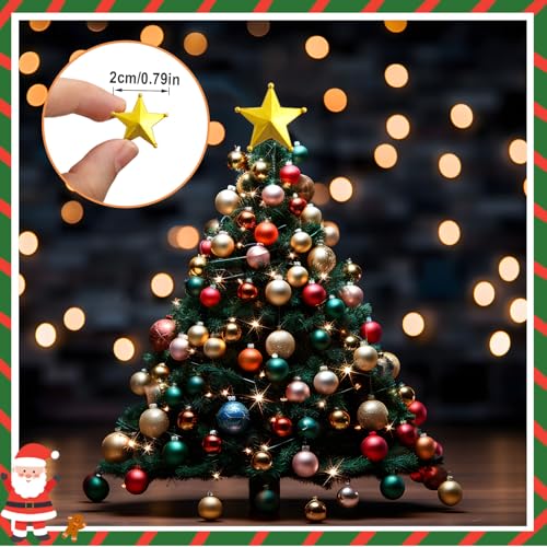 Leinuosen 120-Pack Mini Gold Star Tree Toppers 2cm garantir Holiday Craft Decor