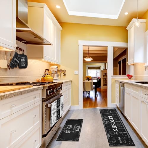10-Piece Farmhouse Kitchen Decor Set: Towels, Rugs, Oven Mitts & Pot Holders