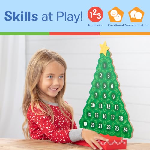 Wooden Christmas Advent Calendar - Magnetic Holiday Tree with 25 Ornaments