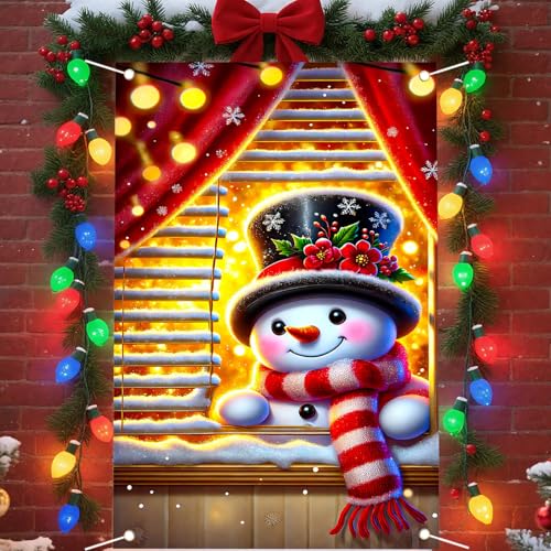 Nuxovilar hd05694 Snowman Christmas Window Cover Banner 31x47in Polyester