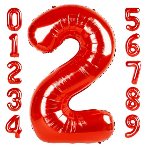 Mluchee 40in Red Number Balloon 2 Birthday Party Decoration
