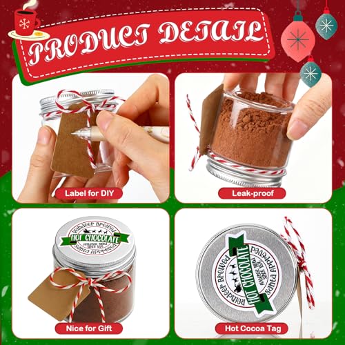 Plastic Hot Chocolate Jars Set with Lids, Labels & String - Christmas Bar Supplies