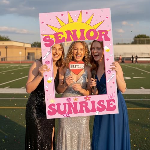 Pink Senior Sunrise Photo Booth Frame - Large 28x20 Inch Social Media Prop