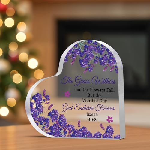 Bible Verse Desk Sign 01 - Christian Acrylic Heart Plaque Religious Gift for Women