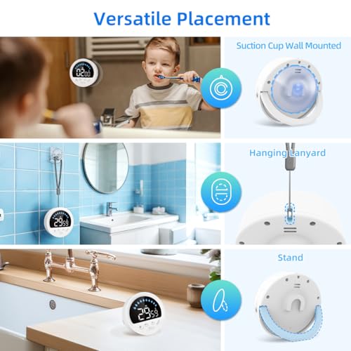 Waterproof Digital Shower Timer with LED Display and Suction Cup