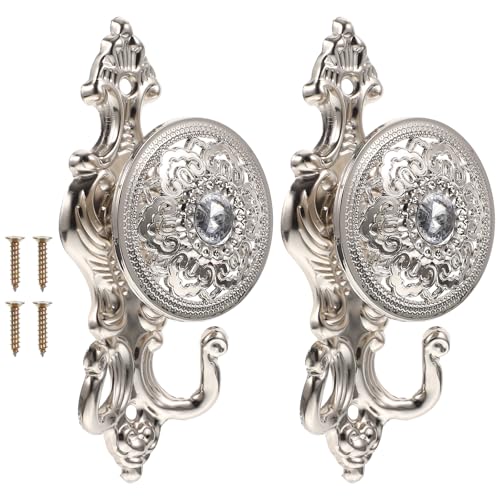 Decorative Rhinestone Curtain Holdbacks - 2-Piece Alloy Wall Hook Set