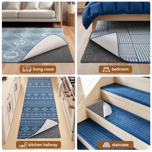 Non-Slip Area Rug Pad 8x10 Ft - Thick Felt Cushion for Hardwood Floors