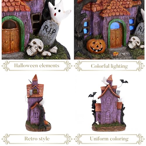 Lighted Halloween Village Haunted House Decor - 9 Inch LED Resin Statue