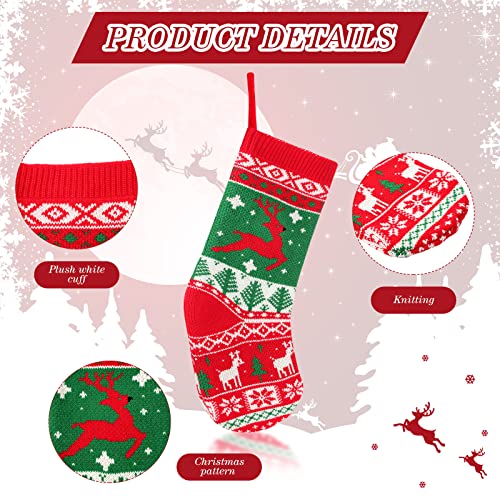 Cindeer 8 Pack 18 Inch Knit Christmas Stockings Santa Snowman Reindeer Holiday Decor
