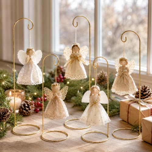 8 Pack Gold Christmas Ornament Stands - 11" Tall Metal Display Holders for Large Ornaments