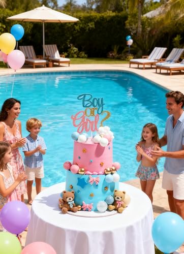 23-Piece Bear Gender Reveal Cake Topper Set for Baby Shower Party