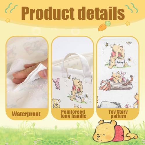 Large Foldable Canvas Storage Basket with Waterproof Interior - White Bear