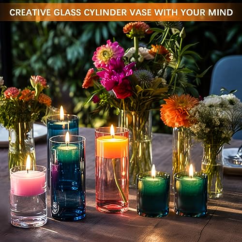 Clear Glass Cylinder Vases - Set of 4 (4, 6, 8, 10 Inch) for Centerpieces