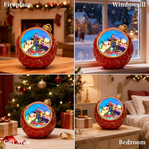6.3" Animated Musical Christmas Village Globe with Rotating Train & Lights