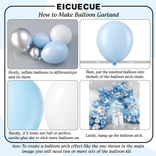 Frozen Balloons Garland Arch Kit - 178Pcs Winter Wonderland Snowflake Blue Silver White Balloon for Baby Shower Christmas Birthday