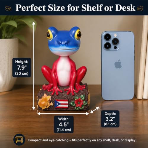 Puerto Rico Coqui Frog Bobblehead with Sound - 7.9-Inch Hand-Painted Resin