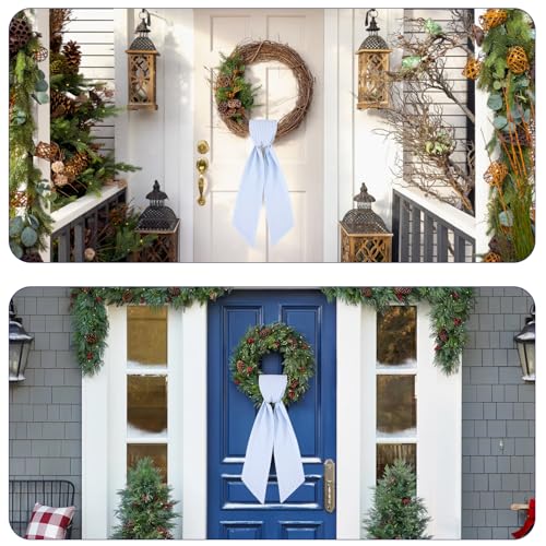 2-Pack Stripe Wreath Sash for Front Door Monogram Embroidery Blue