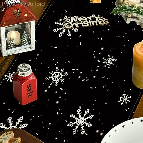 Artoid Mode Black Snowman Winter Table Runner 13x36 Inch for Holiday Decor