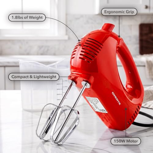 5-Speed Electric Hand Mixer with Storage Case & Stainless Steel Whisks
