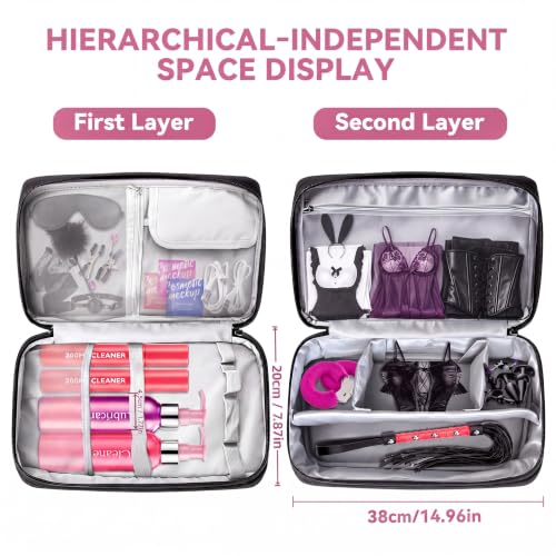Black Lockable Adult Toy Storage Bag Discreet Organizer with Dual Locks