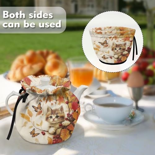 Insulated Tea Cozy for Teapots - Fall Leaf Butterfly Thermal Kettle Cover