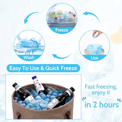 Blue Reusable Ice Cubes 80 Pack - Fast Freeze & No Dilution - JueYiWFZH