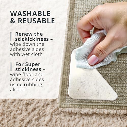 Anti-Slip Carpet Tape for Area Rugs - 8 Piece Non-Slip Rug Gripper Set