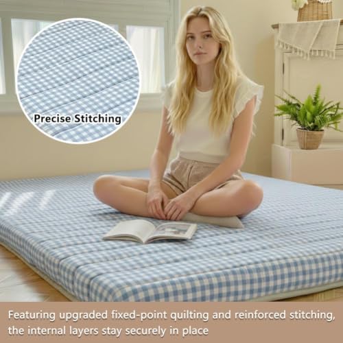 Full Size Japanese Floor Mattress, 3.5" Thick Foldable Futon Sleeping Pad