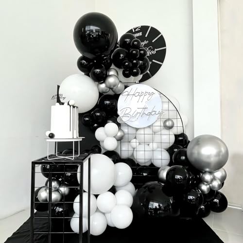 Yishebapa 02-black Black Balloons Arch Kit 135pcs - Mixed 18/12/10/5 Inch for Birthday, Halloween, Baby Shower