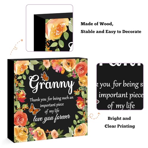 Xiahuyu Engraved Wooden Sign for Grandma - Granny Birthday & Holiday Gift, 5x5 inch (Variation 003)