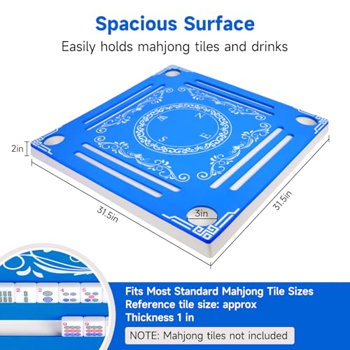 32-Inch Floating Mahjong Table for Pools, Double-Sided Game Mat with Cup Holders