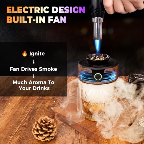 Electric Whiskey Smoker Kit with Torch, Unique Home Bar Gift for