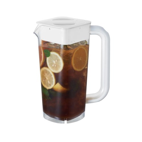 CURTA 1 Pack 2 Liters/68 oz Plastic Square Pitcher with Lid & Handle for Kitchen,ICED JUICE and Coffee Carafe Beverage Serveware, Acrylic Water Jug for Hot/Cold Drinks&lemonade