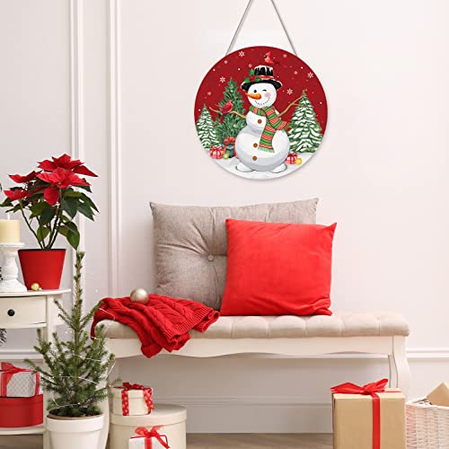 Chinco Christmas Snowman Door Decor - Rustic Wooden Wreath for Holiday Front Door