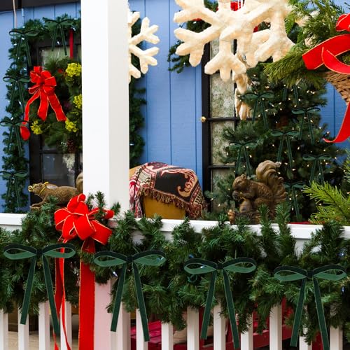 ZJoey Dark Green 5x7 Inch Velvet Christmas Bows, 36-Pack Rustic Holiday Decor