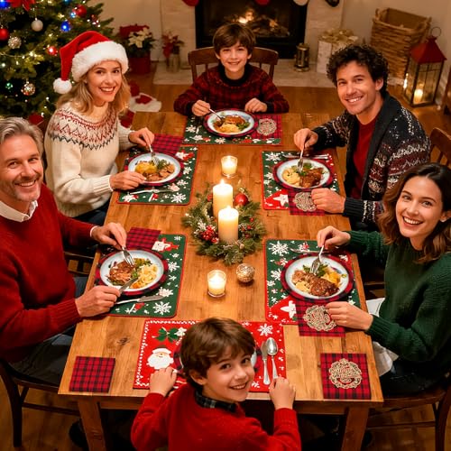 Christmas Paper Plates and Napkins Set - Buffalo Plaid Holiday Dinnerware, 200 Pieces