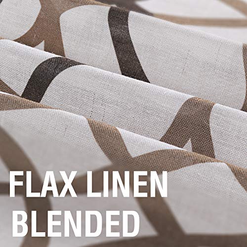 H.VERSAILTEX Linen Curtain 84 Inch Length 2 Panel Linen Sheer Curtains Textured Flax Window Curtain Draps for Living Room, Privacy Modern Printed Grommet Grapes Geometric Taupe/Brown