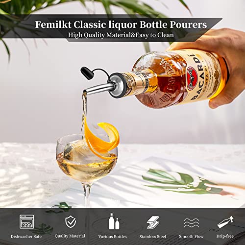 Femilkt 48 Pack Stainless Steel Liquor Pour Spouts with Dust Caps - Silver