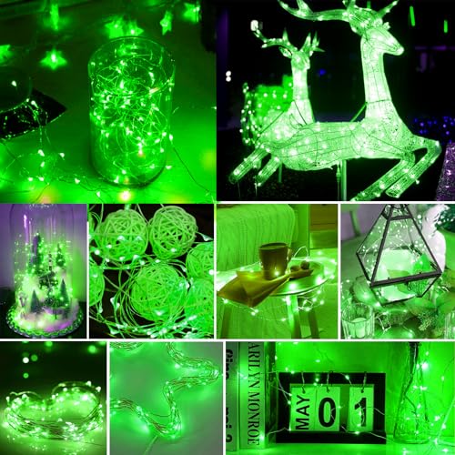 Pozzolanas Green 100 Pack Waterproof Battery Operated String Lights - 7ft Fairy Lights for Home, Weddings, Parties, Halloween, Christmas