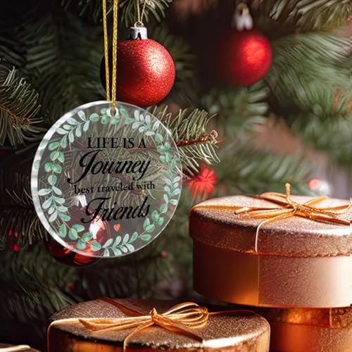 FYDHQSS Colorful Friendship Christmas Ornament, Clear Acrylic Keepsake, 2.8 Inch