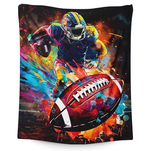 Homexzdiy Brown Kids Blanket 50x60 Inches Cozy Football Throw for Teens & Boys