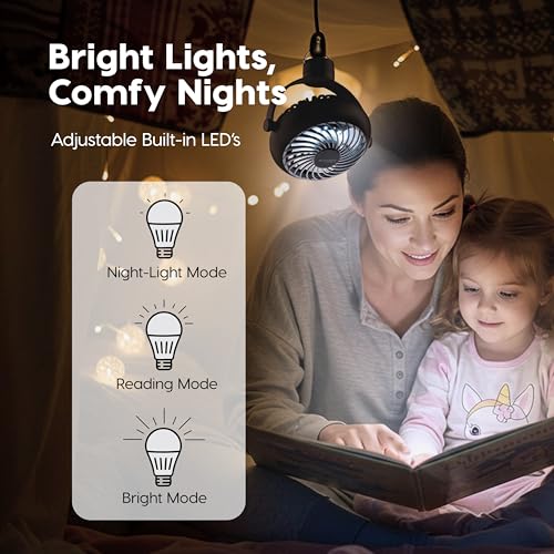IRIS USA WOOZOO 3.5" Cordless Portable Personal Fan with Flexible Tripod Stand, 10-Hour Runtime, 360¡Æ Tilt, 3 Speeds, LED Light, Mosquito Repellent Tray, USB-C Charging, for Indoor/Outdoor Use, Black
