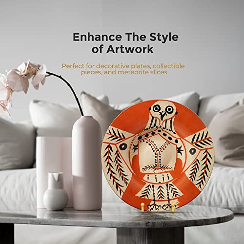 6-Inch Metal Plate Stand for Display - Gold Decorative Picture Easel (2 Pack)